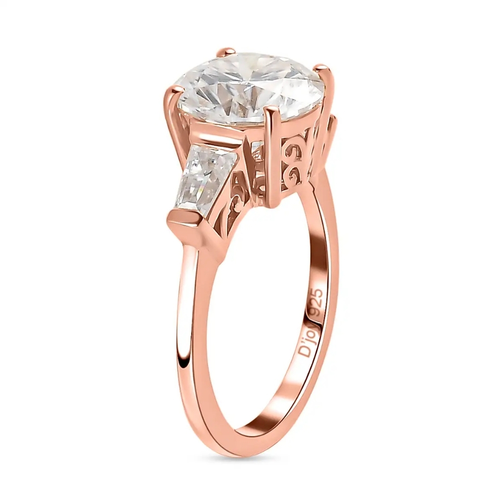 Genuine Moissanite Ring in Vermeil Rose Gold Over Sterling Silver 3.40 ctw - Picture 6 of 10